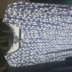 Alfani Geometric Navy and White Top